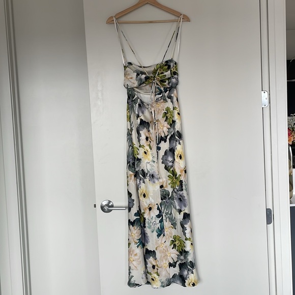 Petal and Pup Ivory and Blue/Green Floral Midi Dress - Picture 3 of 7